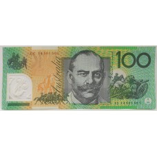 AUSTRALIA 2014 . ONE HUNDRED 100  DOLLARS BANKNOTE . STEVENS/PARKINSON . REPEATER SERIAL 501501